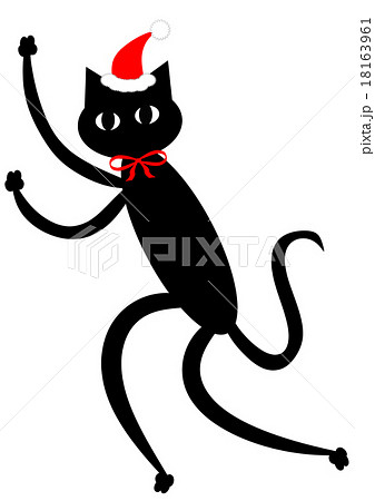 ダンシング 黒猫 ダンス ペットのイラスト素材