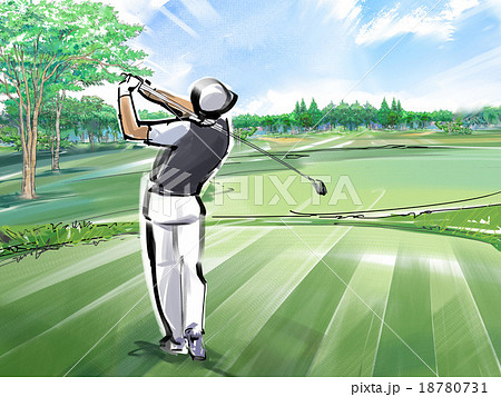 ゴルフ 選手 ナイスショット ショットのイラスト素材