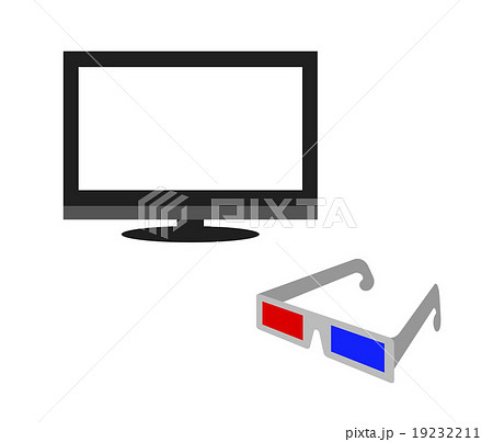 赤青眼鏡 色眼鏡 赤色の写真素材