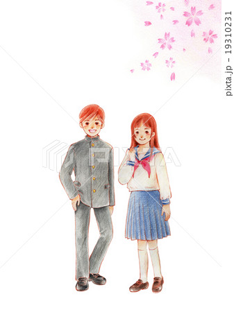 淡い 可愛い 生徒 色鉛筆のイラスト素材