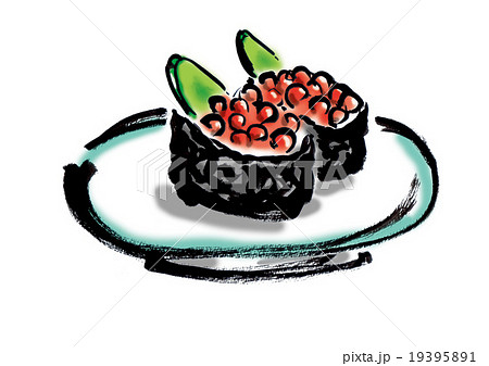 いくら 軍艦巻き 鮨 寿司のイラスト素材