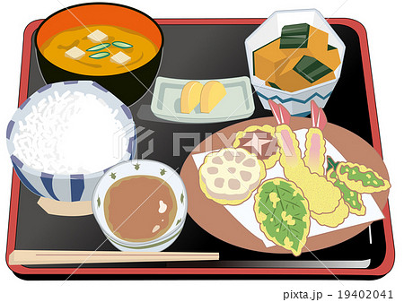 天ぷら定食のイラスト素材
