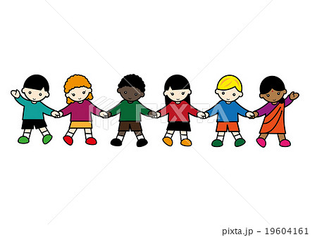 手を繋ぐ 笑顔のイラスト素材