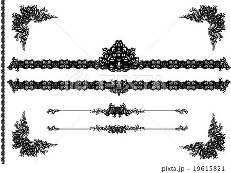 レース フレーム ライン コーナーのイラスト素材