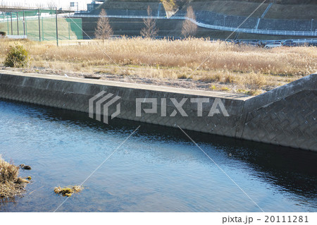 平戸永谷川遊水池広場の写真素材