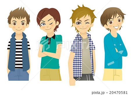 男性 笑顔 仲良し 友達のイラスト素材