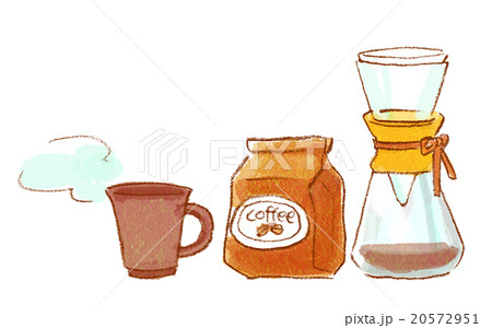 イラスト コーヒーカップ コーヒー豆 雑貨のイラスト素材