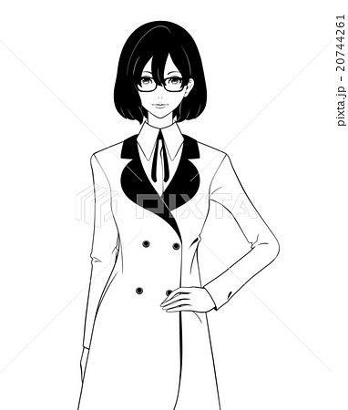 女性 ボブ 若い 眼鏡のイラスト素材