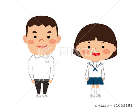 中学生 制服 夏服 男子のイラスト素材