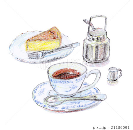 純喫茶 喫茶店 手描き 色鉛筆のイラスト素材