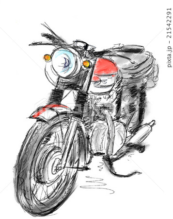 バイク イラスト ペン画 線画のイラスト素材 バイク イラスト ペン画 線画のイラスト素材