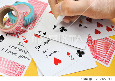 トランプ トランプラブレター ラブレター メッセージの写真素材