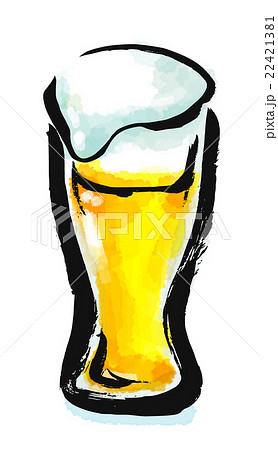 筆描き 生ビール ビールグラス 酒のイラスト素材