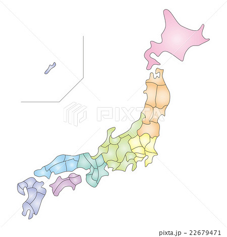 日本列島 日本地図 都道府県名 英語の写真素材
