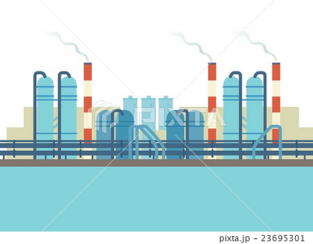 工場 プラント 工業地帯 コンビナートのイラスト素材