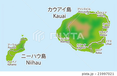 ハワイ 地図 オアフ島 ホノルルのイラスト素材