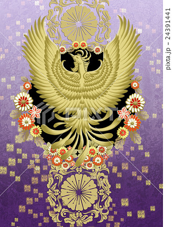 年賀状 年賀 鳳凰 和柄の写真素材