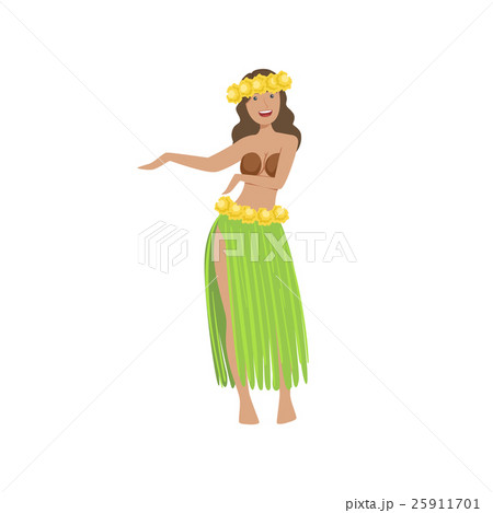Girl Dancing Hula Hawaiian Vacation Classic Symbolのイラスト素材