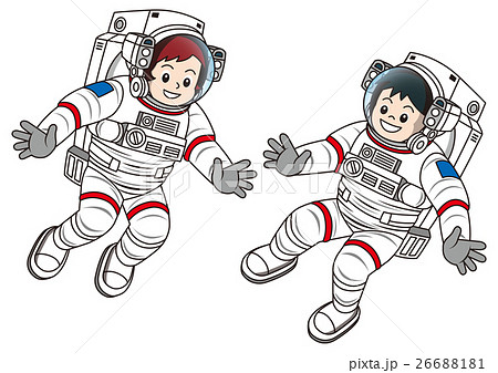 宇宙飛行士 宇宙服 無重力 子供のイラスト素材