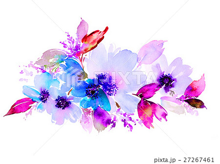 花柄 背景 水彩画 壁紙の写真素材