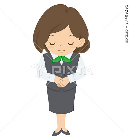 女性 Ol お辞儀 挨拶のイラスト素材