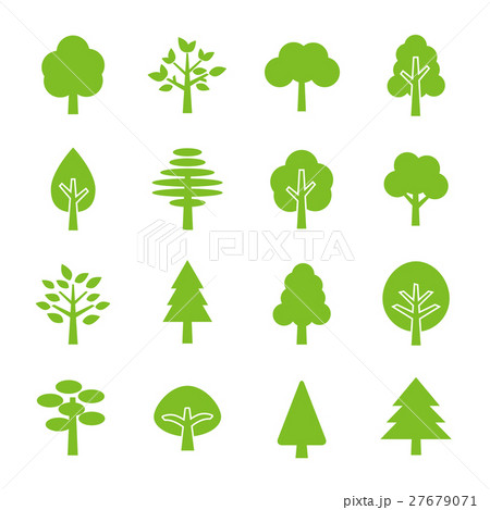 森林 新緑 針葉樹林 広葉樹林のイラスト素材