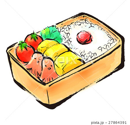 お弁当 イラスト 手描き 弁当のイラスト素材