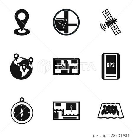 Gps アイコン セット 組み合わせのイラスト素材