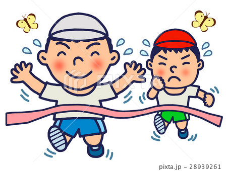 ゴールテープ 運動会のイラスト素材