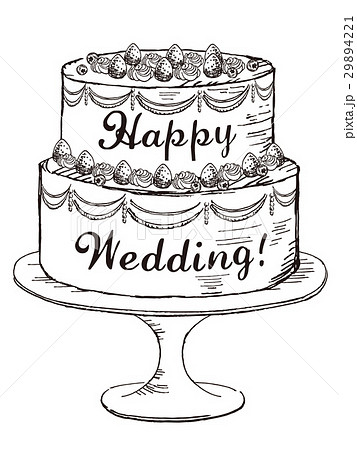 ケーキ ウエディングケーキ ウェディングケーキ ホールケーキのイラスト素材