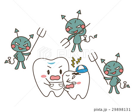 男の子 虫歯 痛い キャラクターのイラスト素材