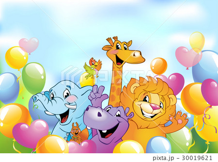 象と風船 ピンクの装飾にブルーの風船がかわいかった！ ベイマックスの風船も