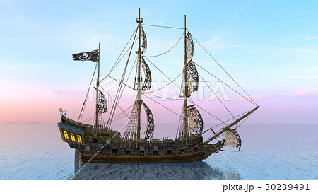 帆船 海 航海 海賊船のイラスト素材
