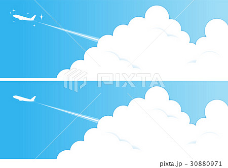 入道雲 雲 青空 飛行機雲のイラスト素材