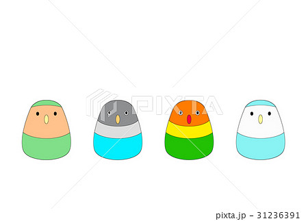 年賀状 年賀状テンプレート インコ 小鳥のイラスト素材