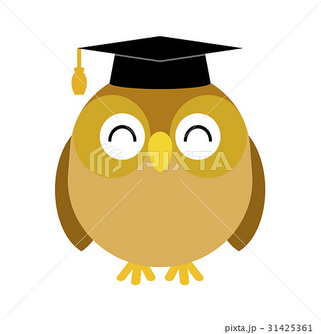 博士 フクロウ かわいい コミカルのイラスト素材