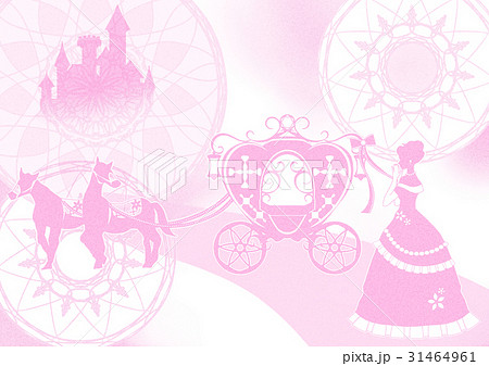 カボチャの馬車とシンデレラのイラスト背景ありのイラスト素材