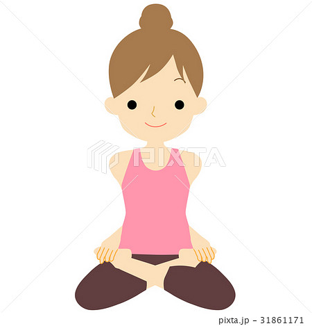 meditating woman. Vector illustration of cartoon young woman