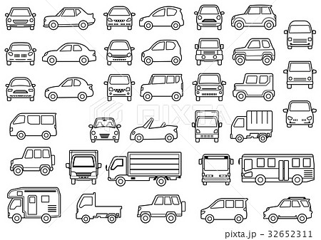 トラック 正面 横 線画のイラスト素材 Pixta