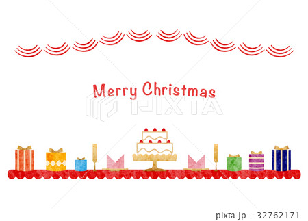 クリスマス メリークリスマス メッセージカード クリスマスケーキのイラスト素材