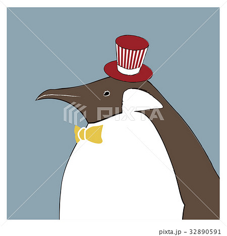 ペンギン 動物 キャラクター シルクハットの写真素材