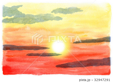 夕焼け 夕景 空 手描きのイラスト素材 - PIXTA