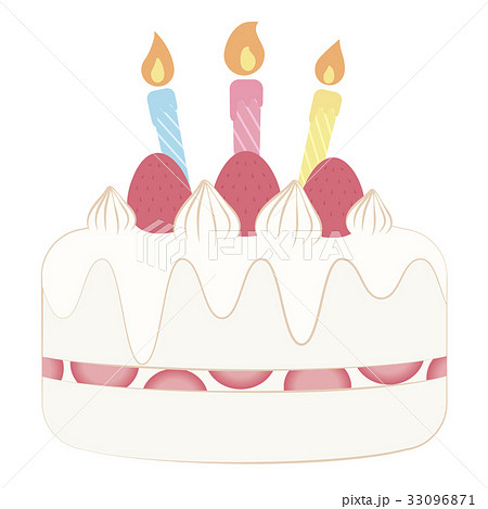 3歳 誕生日ケーキ バースデーケーキ ケーキの写真素材