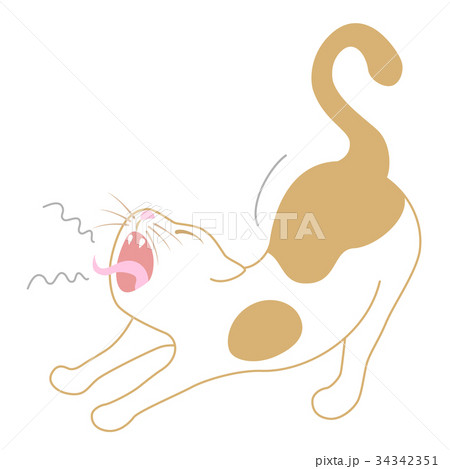 猫 あくび かわいい ネコのイラスト素材
