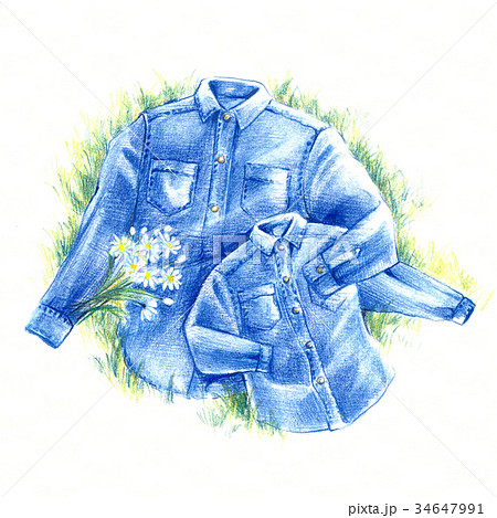 デニムシャツのイラスト素材