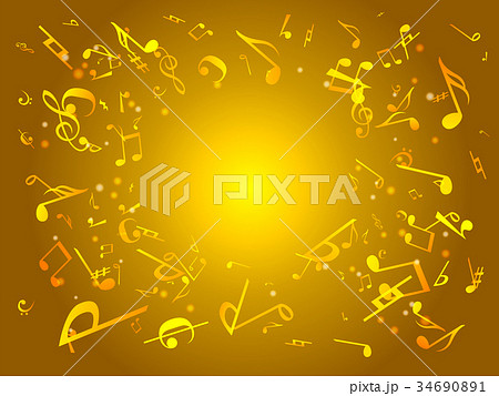 ミュージック 音符 音楽 ゴールドのイラスト素材