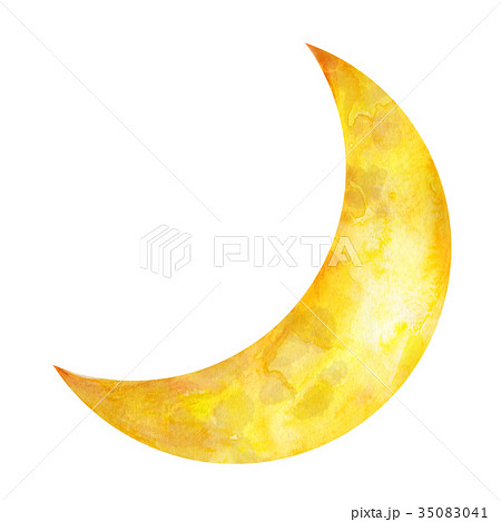 月 水彩 三日月 月光のイラスト素材