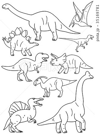恐竜の素材 線画のイラスト素材 35169781 Pixta