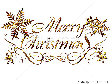 金色 Xmas ロゴタイプ Christmasの写真素材