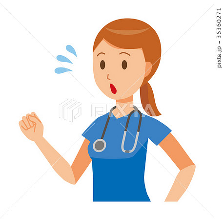 女性 看護師 急ぐ 走るのイラスト素材